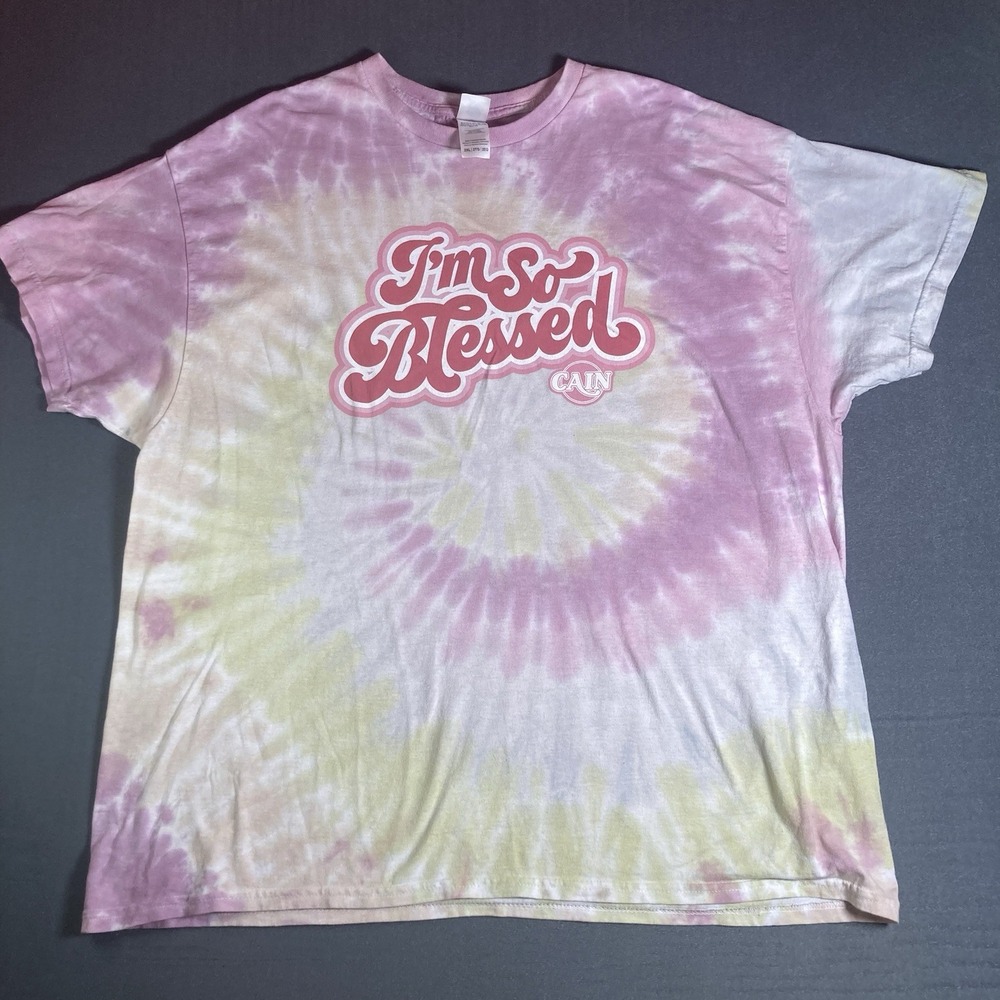 Cain Official Tour Merch I'M SO BLESSED Tee Hippie Tie Dye Christian 2XL Boho